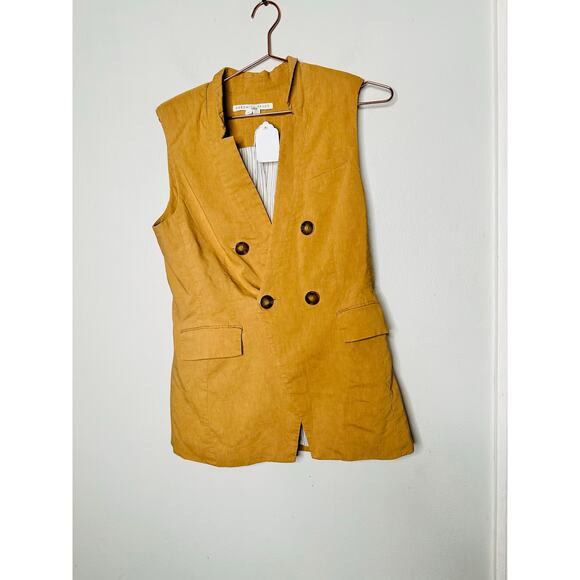 VERONICA BEARD Camel Tan Amika Vest Linen Blend Double Breasted Vest Size 10 - Picture 5 of 16